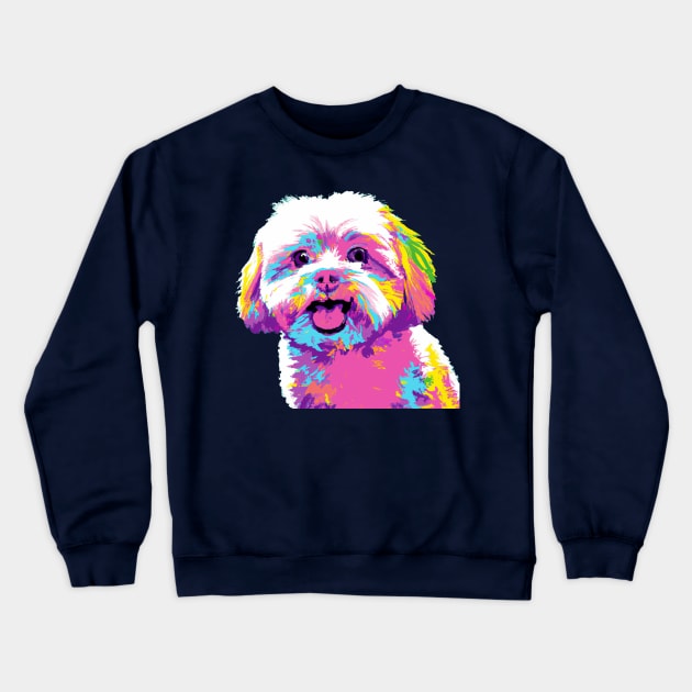 Maltese Pop Art - Dog Lover Gifts Crewneck Sweatshirt by PawPopArt